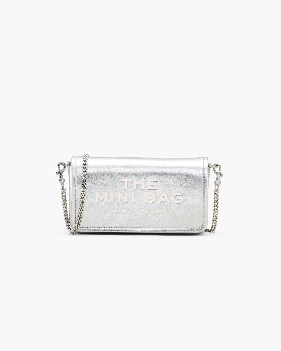 Silver Marc Jacobs The Metallic Leather Chain Mini Bag | 357GJNLMQ