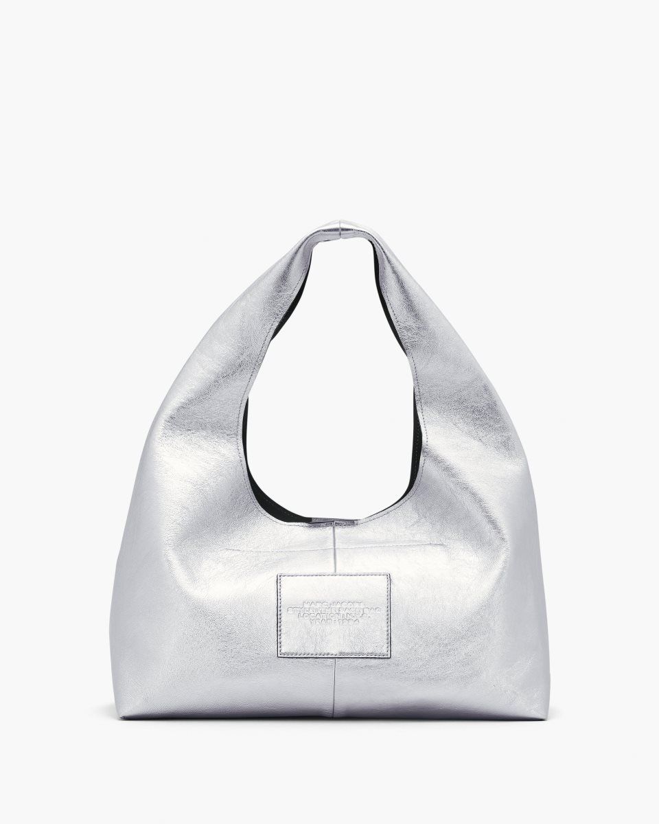 Silver Marc Jacobs The Metallic Leather Sack Bag | 432XZQTOR