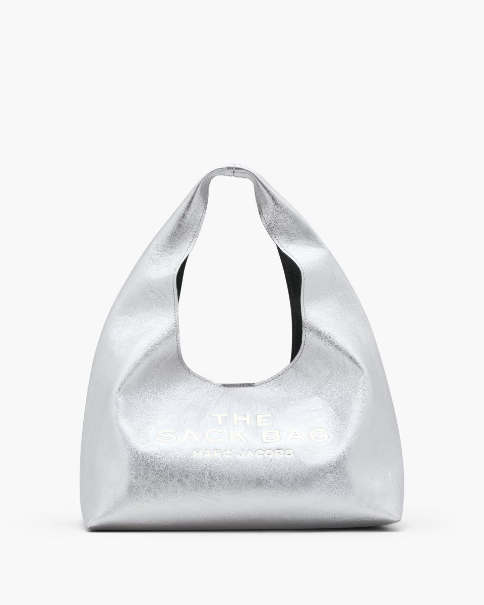 Silver Marc Jacobs The Metallic Leather Sack Bag | 432XZQTOR