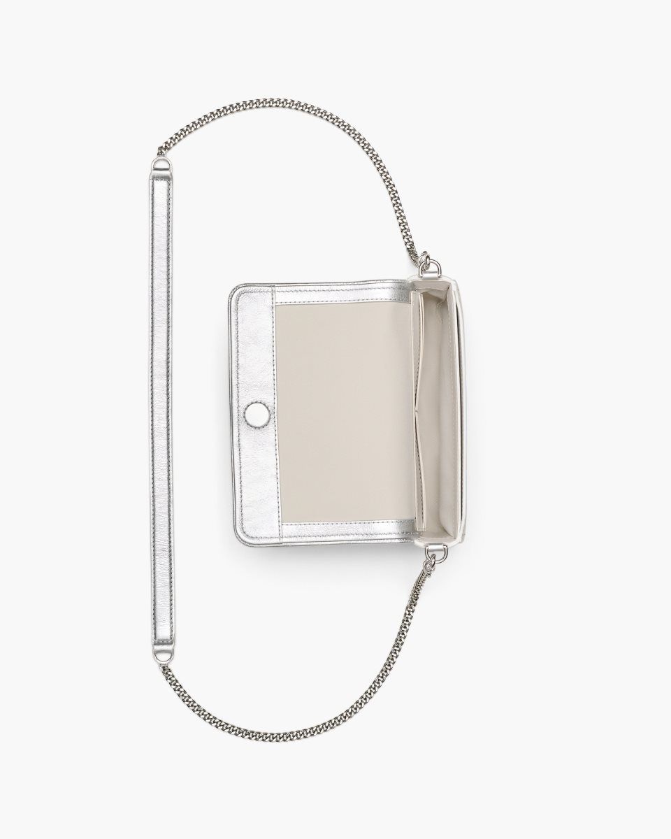 Silver Marc Jacobs The Metallic Leather Chain Mini Bag | 871DJUOBW