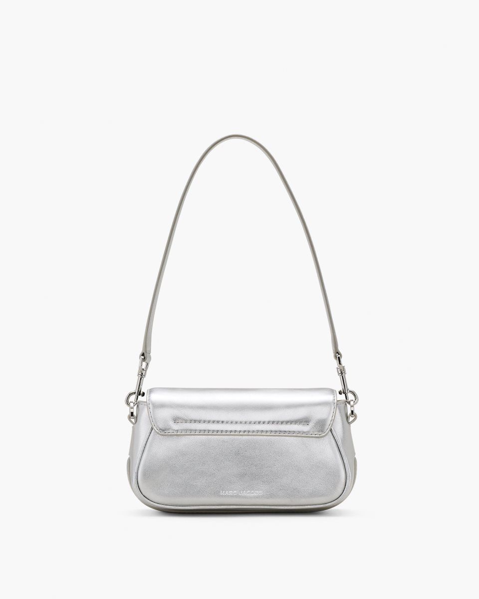 Silver Marc Jacobs The Metallic Leather Clover Shoulder Bag | 093TRDHGV