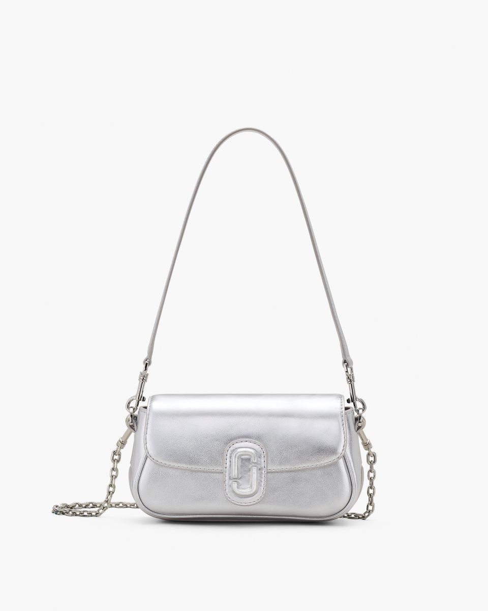 Silver Marc Jacobs The Metallic Leather Clover Shoulder Bag | 093TRDHGV