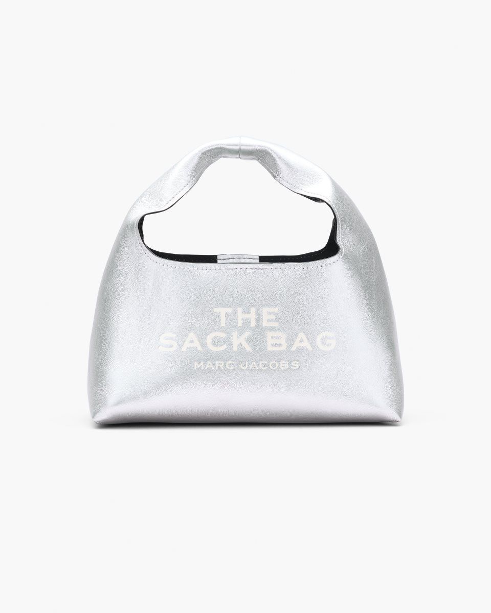 Silver Marc Jacobs The Metallic Leather Mini Sack Bag | 107DJABHU