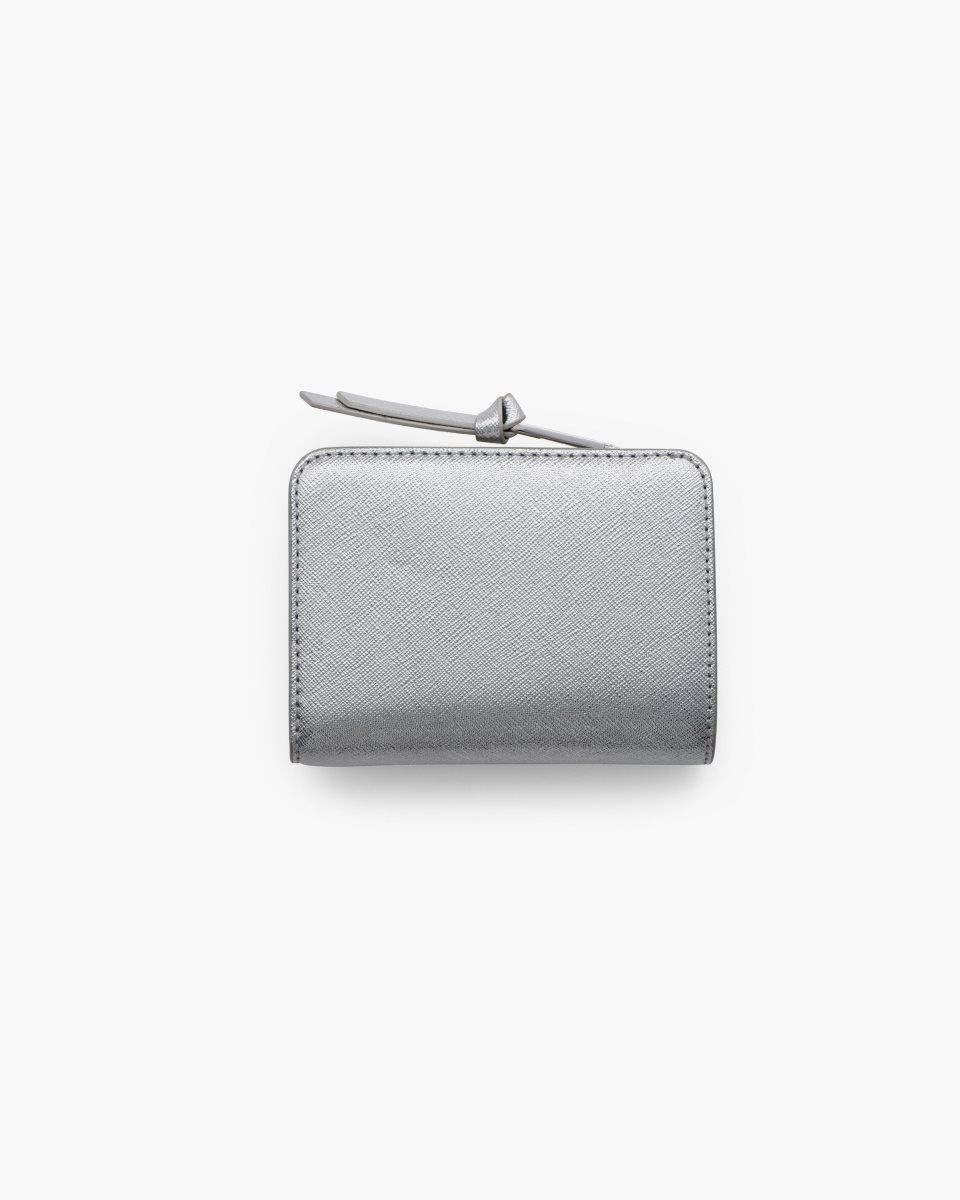 Silver Marc Jacobs The Metallic Utility Snapshot Mini Compact Wallet | 793DCSOJR