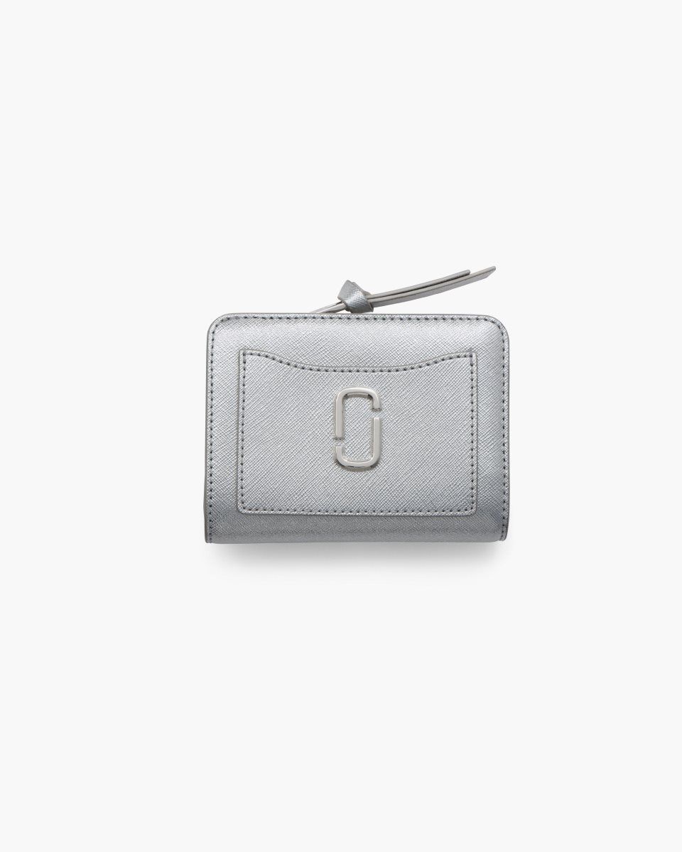 Silver Marc Jacobs The Metallic Utility Snapshot Mini Compact Wallet | 793DCSOJR