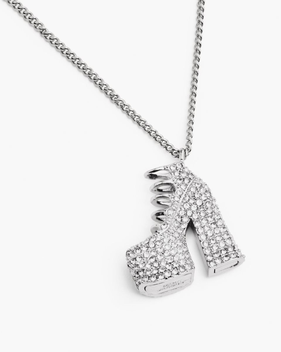 Silver Marc Jacobs The Pave Kiki Boot Necklace | 201PLNTZA