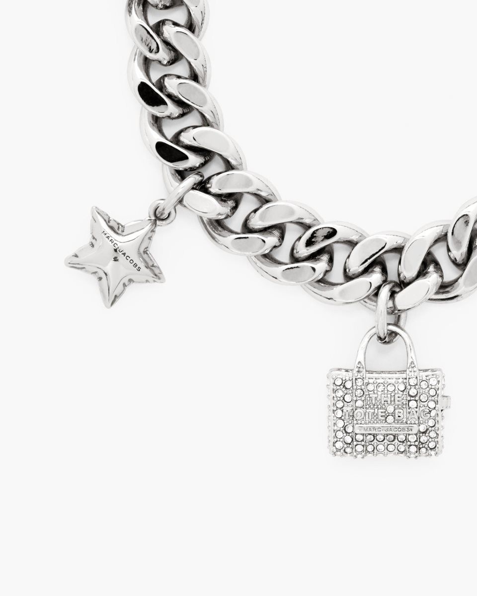 Silver Marc Jacobs The Pave Mini Icon Charm Bracelet | 653KTGEWX