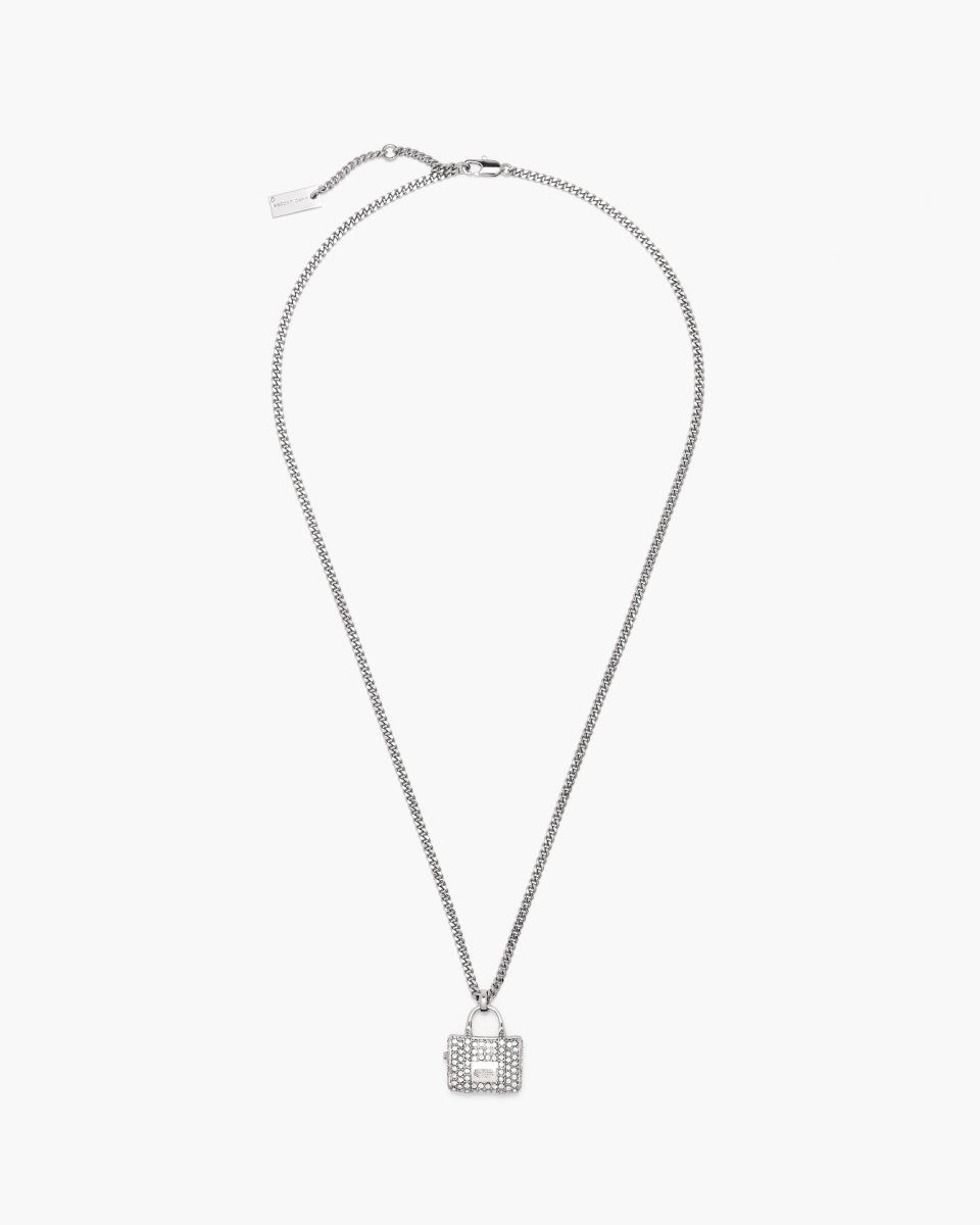 Silver Marc Jacobs The Pave Tote Bag Necklace | 712XDPHGU