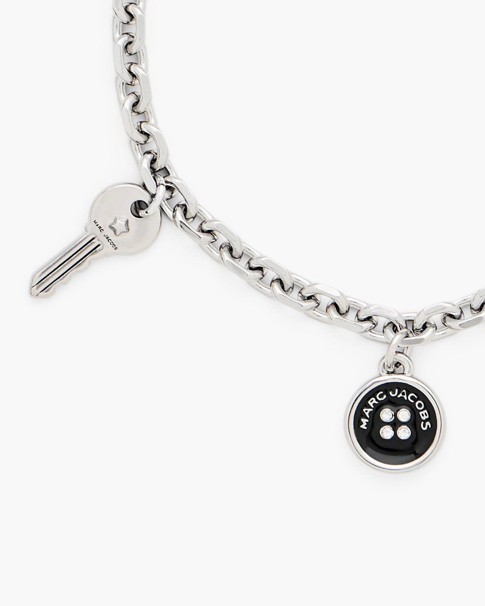 Silver / Black Marc Jacobs Button Charm Bracelet | 827XWSZOF