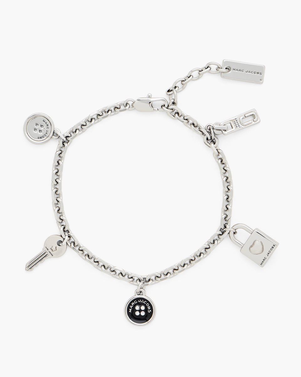 Silver / Black Marc Jacobs Button Charm Bracelet | 827XWSZOF