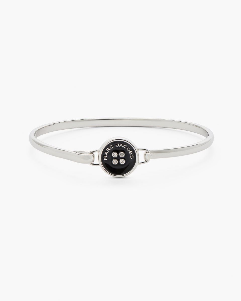 Silver / Black Marc Jacobs The Button Hinge Bracelet | 089IPMLDB