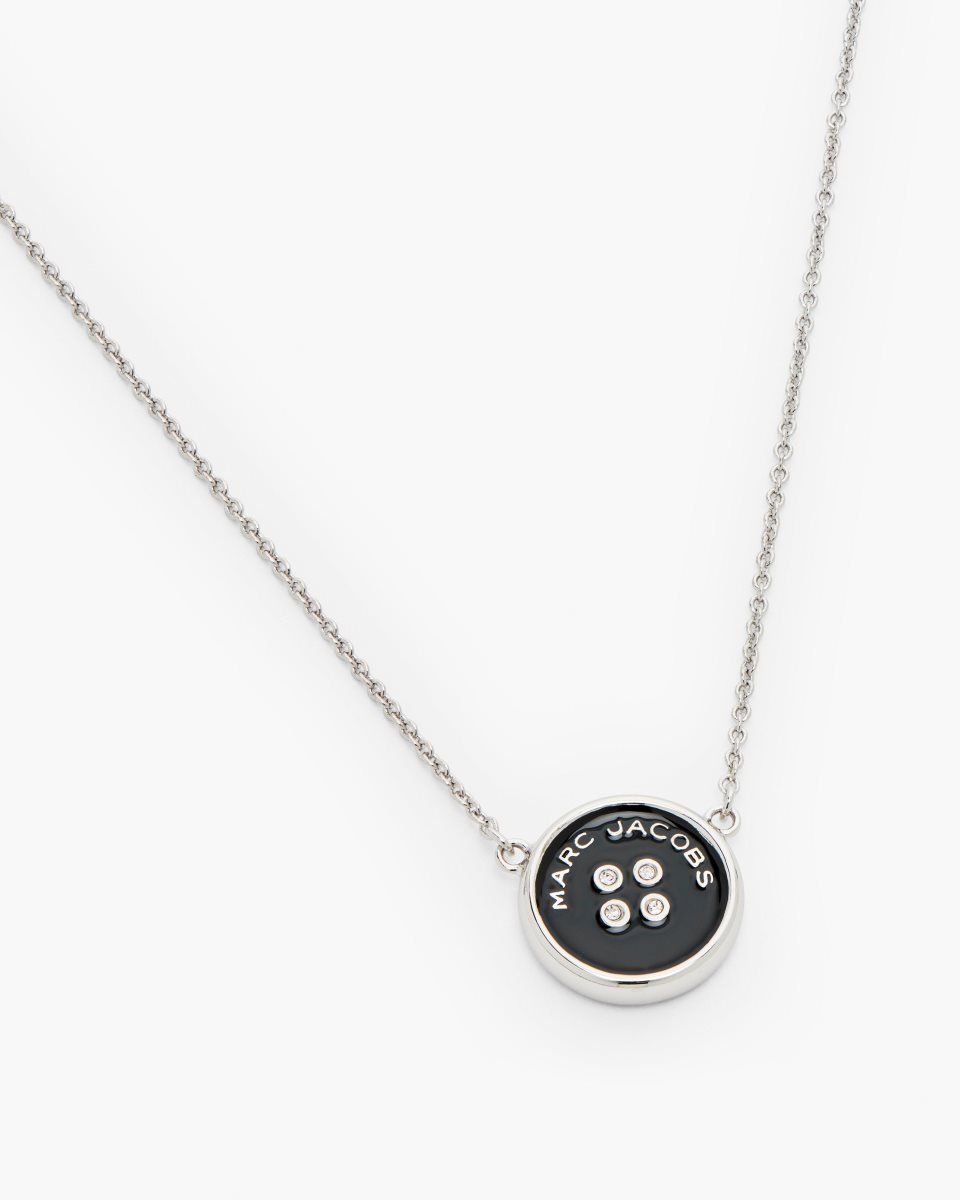 Silver / Black Marc Jacobs The Button Pendant Necklace | 276PDSKRJ