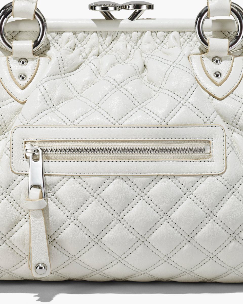 White Marc Jacobs Re-Edition Quilted Leather Stam Bag | 853FKPGUZ