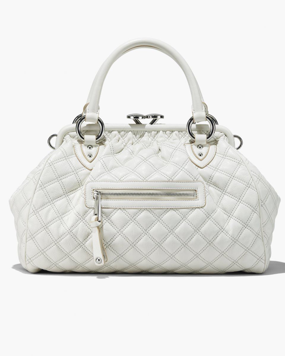 White Marc Jacobs Re-Edition Quilted Leather Stam Bag | 853FKPGUZ