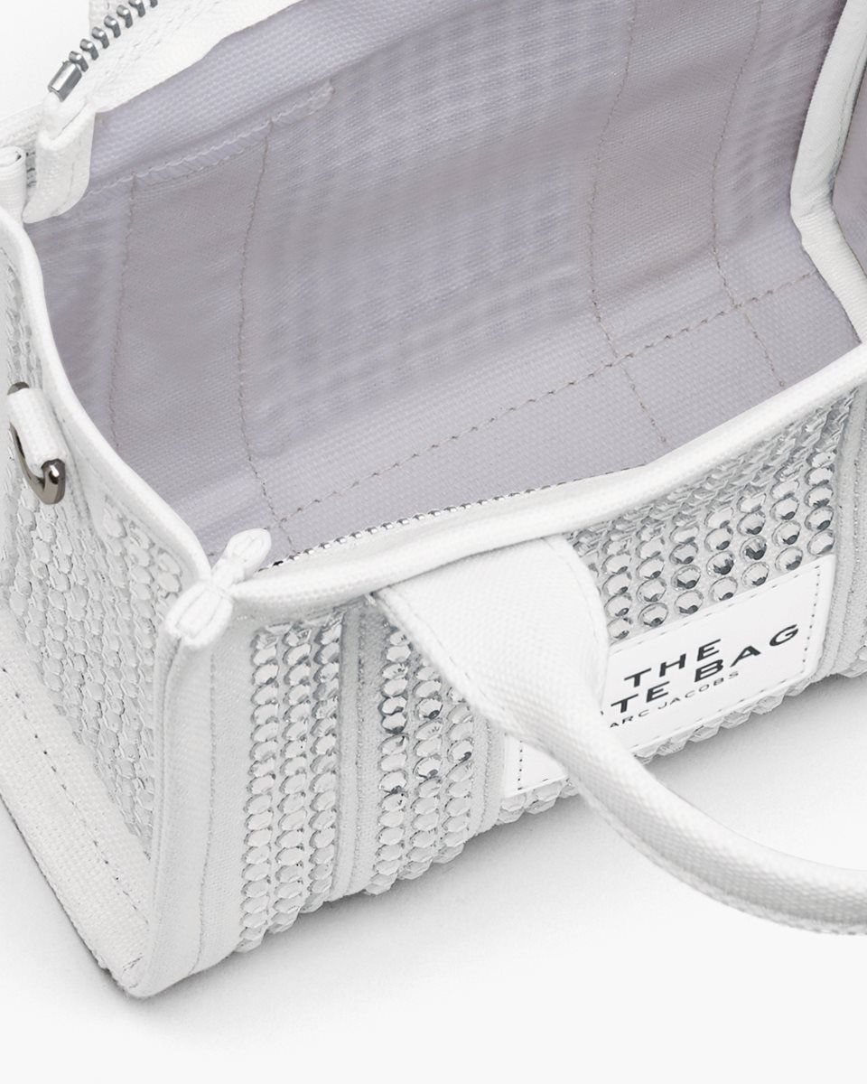 White Marc Jacobs The Crystal Canvas Crossbody Tote Bag | 085KTWPJV