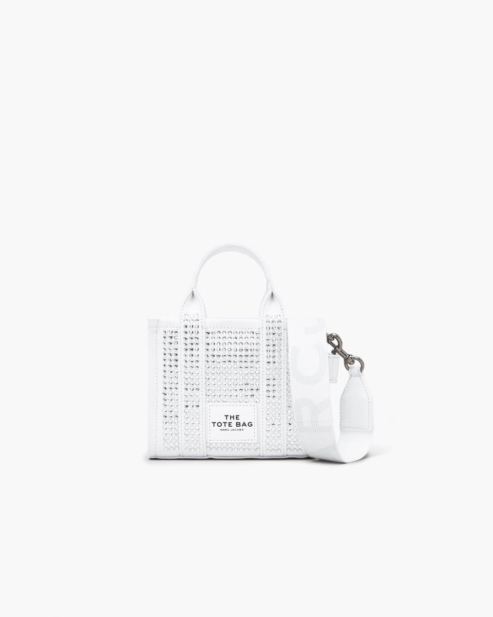 White Marc Jacobs The Crystal Canvas Crossbody Tote Bag | 085KTWPJV