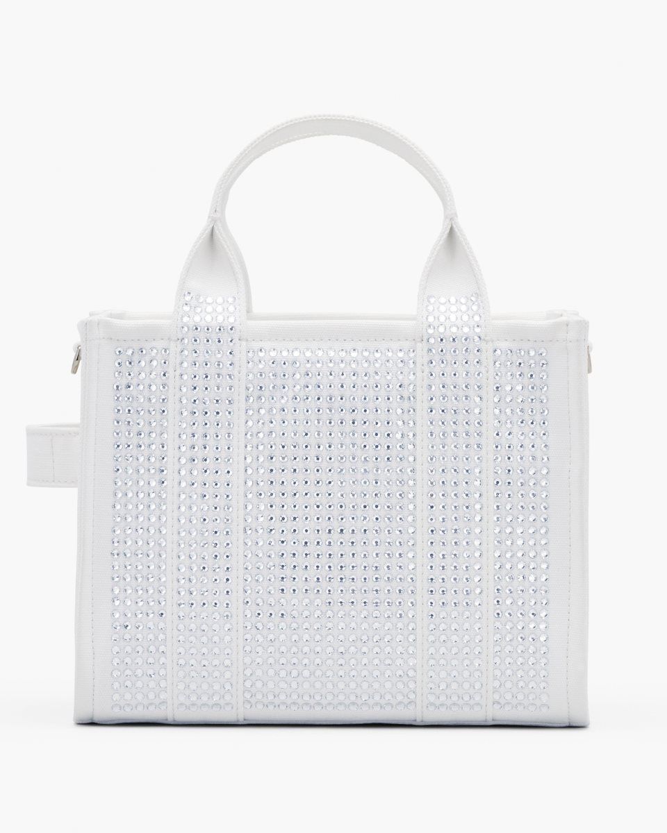 White Marc Jacobs The Crystal Canvas Small Tote Bag | 895JOZIXE