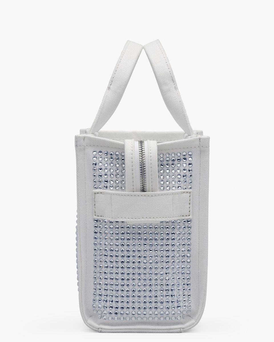 White Marc Jacobs The Crystal Canvas Small Tote Bag | 895JOZIXE