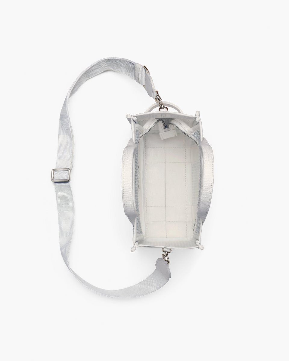 White Marc Jacobs The Crystal Canvas Small Tote Bag | 895JOZIXE