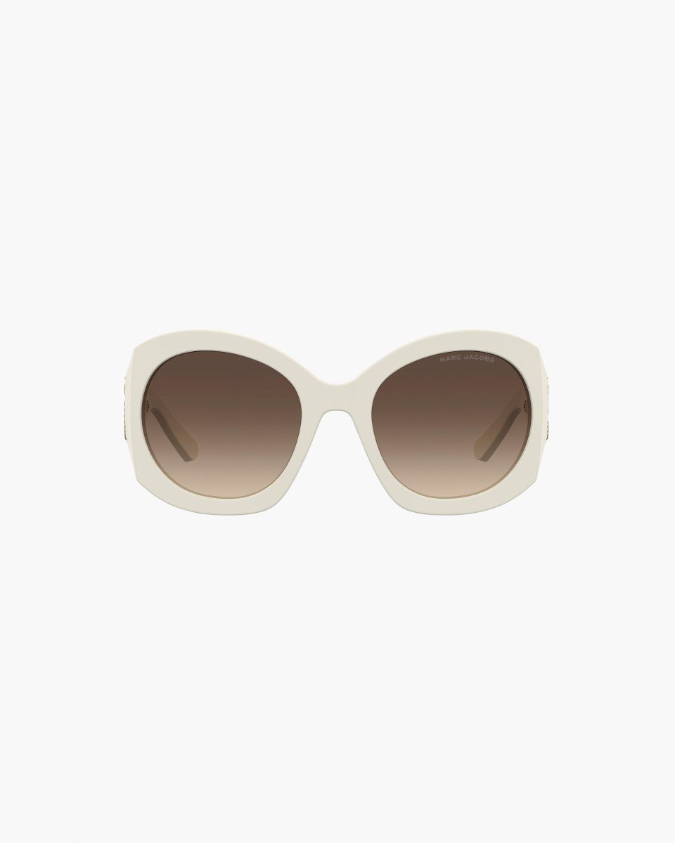 White Marc Jacobs The Crystal J Marc Oversized Sunglasses | 408MBHRWQ