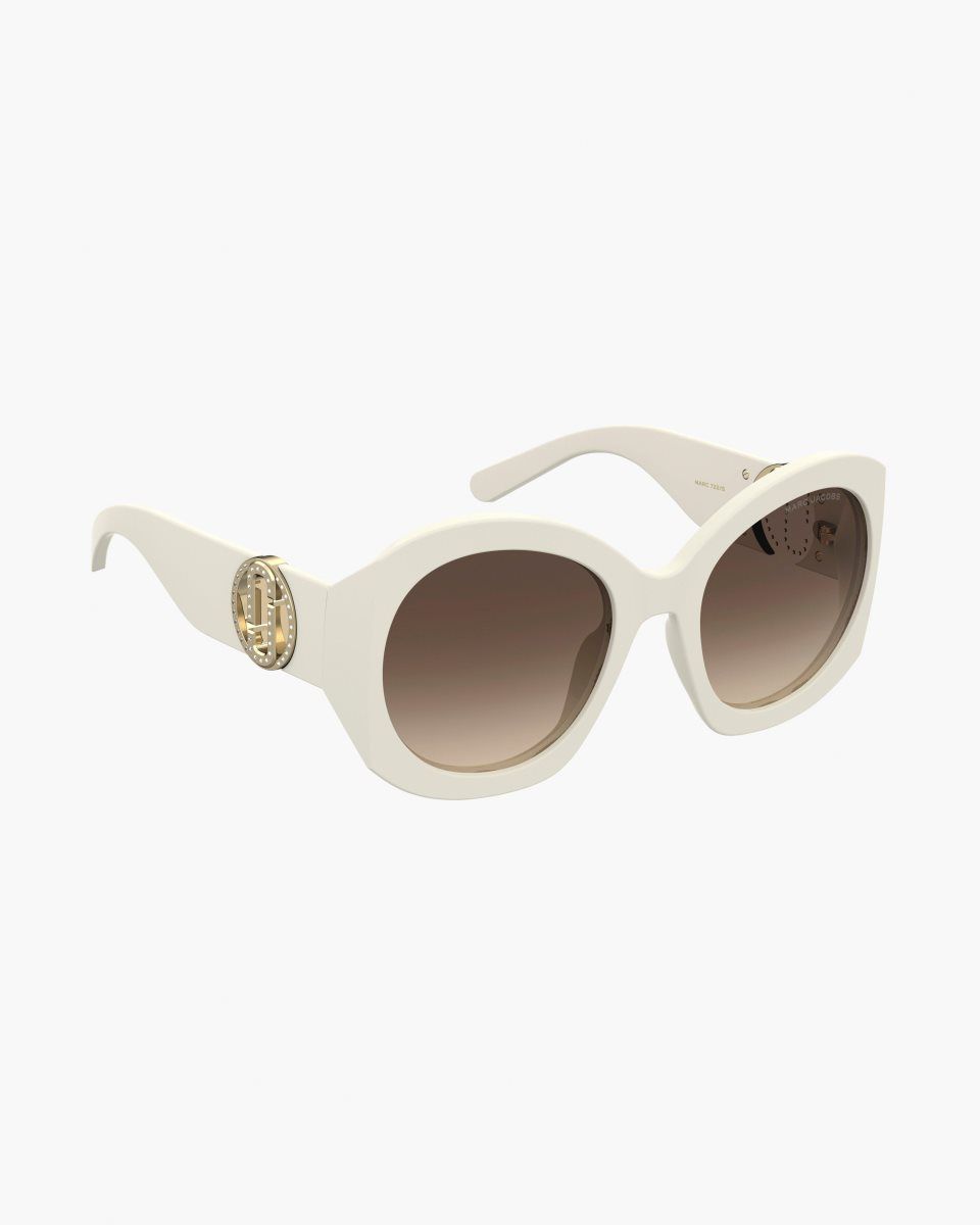 White Marc Jacobs The Crystal J Marc Oversized Sunglasses | 408MBHRWQ